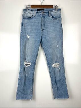 Joe’s Jeans The Honor High Rise Straight Leg Jeans Distressed Button Fly 30